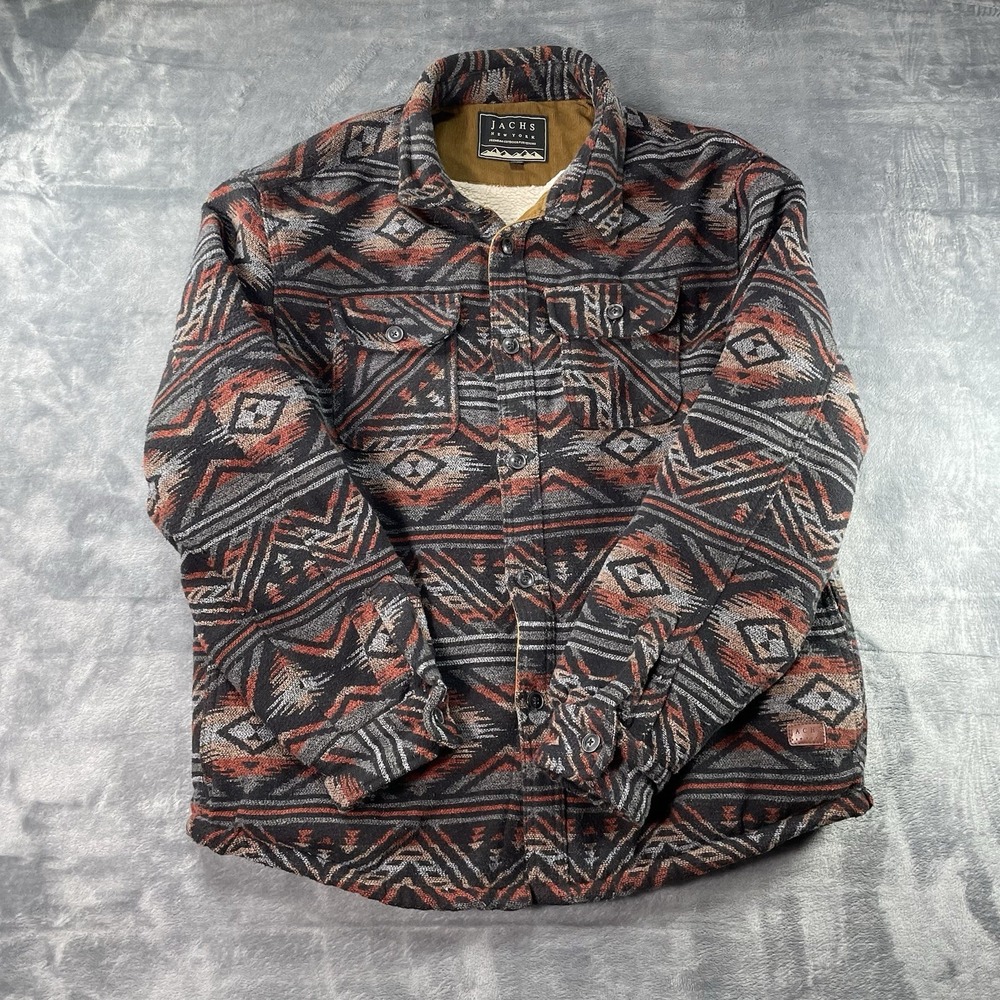 JACHS New York XL Sherpa Lined Wool Blend Aztec Southwestern Shirt Jacket